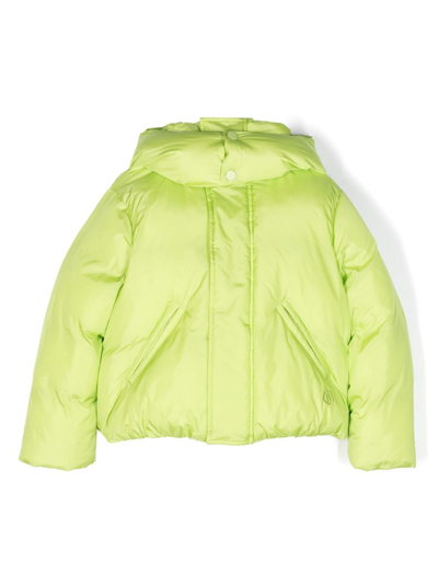 Mm6 Maison Margiela Kids' Embroidered-logo Hooded Padded Jacket In Green