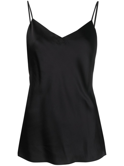 Karl Lagerfeld Logo-embroidery V-neck Tank Top In Black