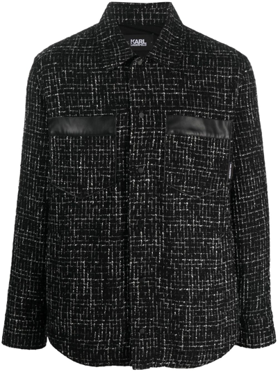 Karl Lagerfeld Bouclé Shirt Jacket In Black