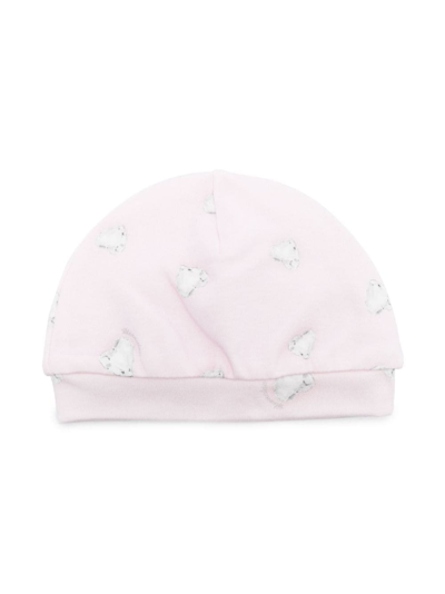 Monnalisa Babies'   Crystal Print Cotton Hat In Dusty Pink Rose