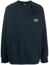 Apc Logo-embroidered Cotton Sweatshirt In Blue