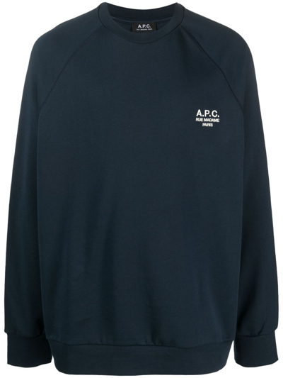 Apc Logo-embroidered Cotton Sweatshirt In Black