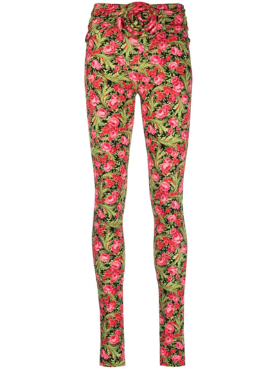 Magda Butrym Floral-print Skinny Trousers In Green