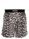 Tom Ford Men's Silk Leopard-print Boxer Shorts In Black