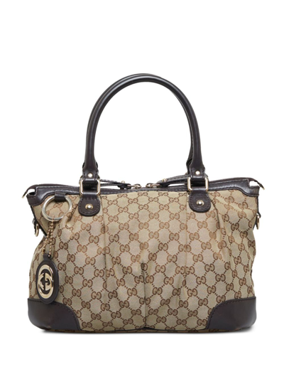Pre-owned Gucci Sukey Gg Canvas Shoulder Bag In Neutrals