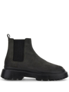 Hogan Man Ankle Boots Grey Size 8.5 Leather In Black