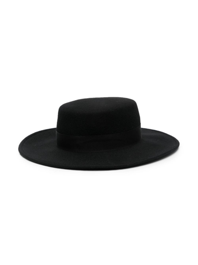 Il Gufo Kids' Flat-crown Wool Sun Hat In Black