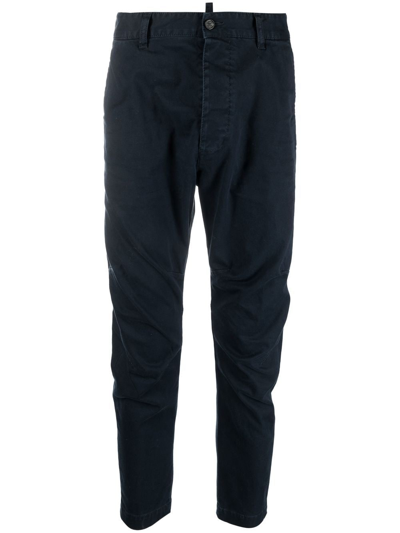 Dsquared2 Mid-rise Tapered Trousers In Blue