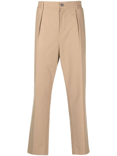 Karl Lagerfeld Tailored Straight Trousers In Neutrals
