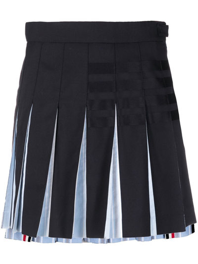 Thom Browne Pleated Step-hem Skirt In Blue