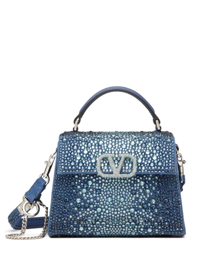 Valentino Garavani Small Vsling Sequin-embellished Tote Bag In Blue