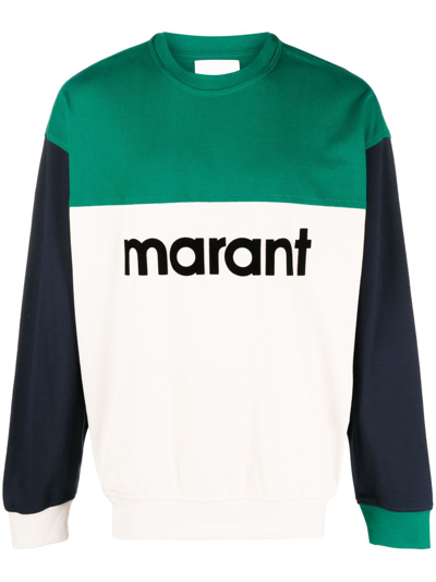 Marant Aftone Colour-block Sweatshirt In Green