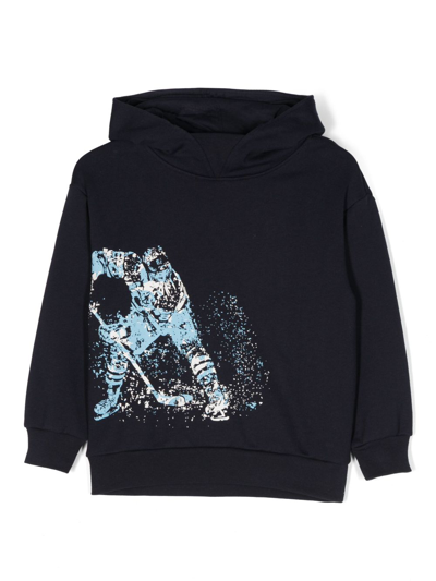 Il Gufo Kids' Graphic-print Cotton Hoodie In Blu