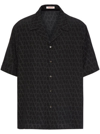 Valentino Silk Shirt With Toile Iconographe Motif In Black