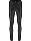 VERSACE JEANS COUTURE RUCHED COATED LEGGINGS