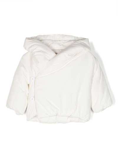 Teddy & Minou Babies' Double-breasted Hooded Jacket In White