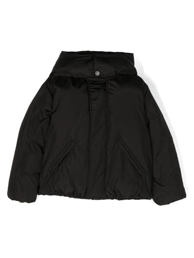 Mm6 Maison Margiela Kids' Hooded Padded Coat In Black