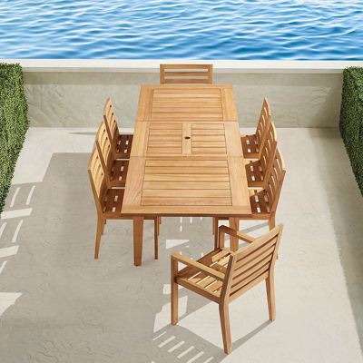 Frontgate Calhoun Teak Expandable 9-pc. Dining Set In Natural