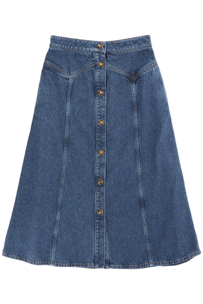 Chloé Flared Midi Skirt In Denim