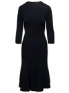 Stella Mccartney Black Midi Knit Dress With Flare Skirt In Viscose Blend Woman In Black