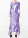 Attico Fanny Sequined Off-shoulder Midi Dress In Lilac