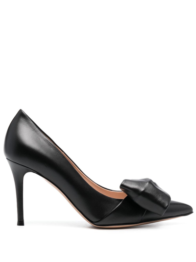 Gianvito Rossi 85mm Bow-detail Leather Pumps In Black