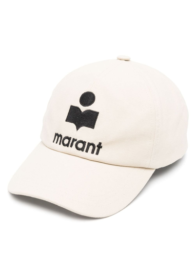 Marant Embroidered-logo Cotton Cap In Neutrals