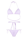 Reina Olga Light Purple Miami Triangle Bikini Set In Purple