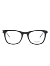 Saint Laurent Logo-print Round-frame Glasses In Black