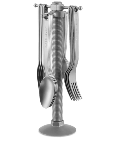Alessi Conversational Objects Cutlery (set Of 16) In Silver