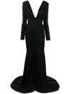 ALEX PERRY V-NECK RUCHED GOWN