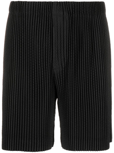 Issey Miyake Plissé-effect Bermuda Shorts In Black