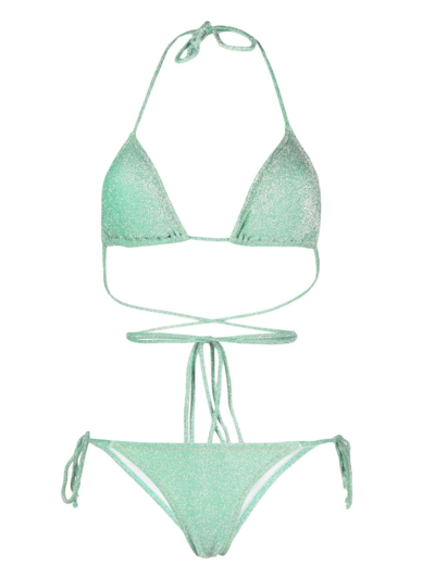 Reina Olga Miami Lurex Bikini Set In Green