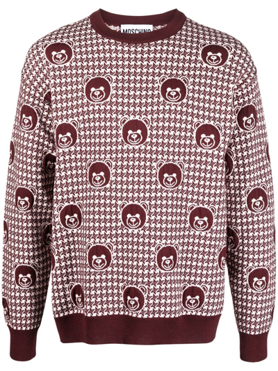 Moschino Teddy Bear-print Wool Jumper In Red