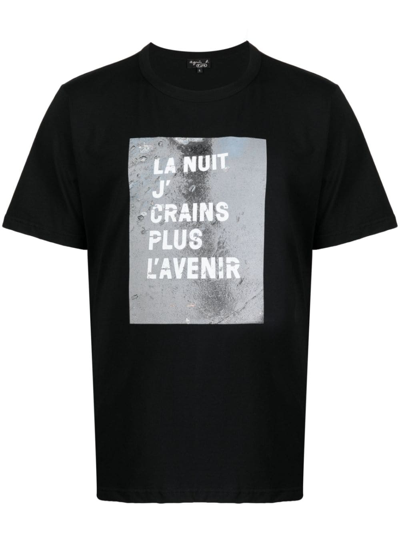 Agnès B. Slogan-print Cotton T-shirt In Black