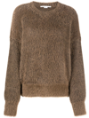 Stella Mccartney Fluffy Long Sleeve Crew-neck Sweater In Brown