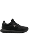 Emporio Armani Asv Recycled Nylon Sneakers With Regenerated Saffiano Details In Black