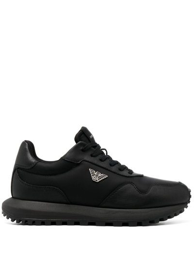 Emporio Armani Logo-print Lace-up Sneakers In Black