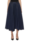 Alaïa Flared Denim Midi Skirt In Blue