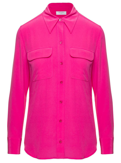 Equipment 'slim Signature' Fuchsia Long Sleeve Shirt With Pockets In Silk Woman In Pink