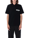 Palm Angels Sartorial Tape Oversized Cotton Polo In Black/white