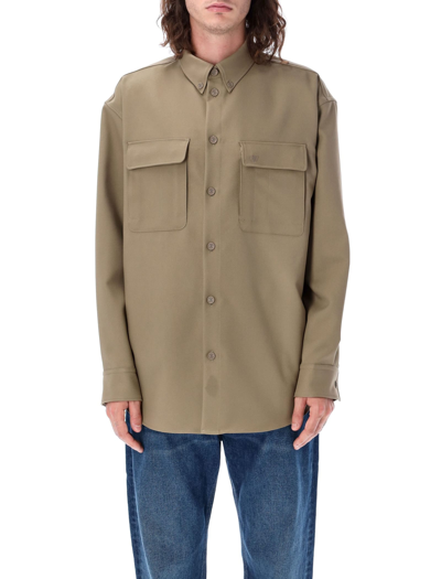 Off-white Off White Technical Drill Overshirt In Beige