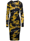 Versace Jeans Couture Baroque-print Midi Dress In Black