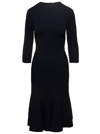 Stella Mccartney Black Midi Knit Dress With Flare Skirt In Viscose Blend Woman In Black