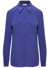 EQUIPMENT SLIM SIGNATURE BLUE LONG SLEEVE SHIRT WITH POCKETS IN SILK WOMAN