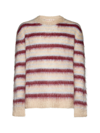 Marni Striped Mohair Blend Knit Sweater In Tan