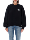 Off-white Flock Ow Logo Crewneck Sweatshirt In Black/white