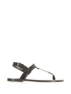 SAINT LAURENT FLAT SANDAL WITH INITIALS LOGO