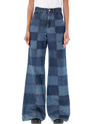 Chloé Patchwork Denim Jeans In Blue Multicolor