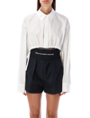 Alexander Wang T Alexanderwang.t Cotton Cropped Drawstring Shirt In White